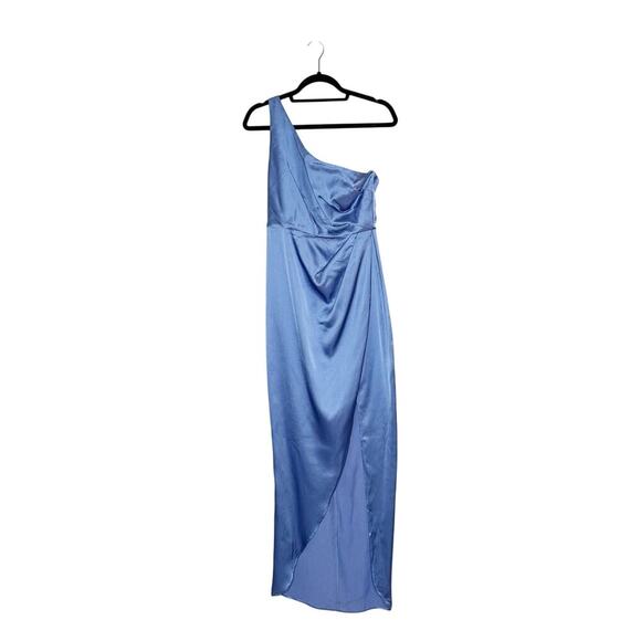 NWT Nookie Virtue Satin One Shoulder Gown Women's Periwinkle Size Medium - Picture 3 of 8